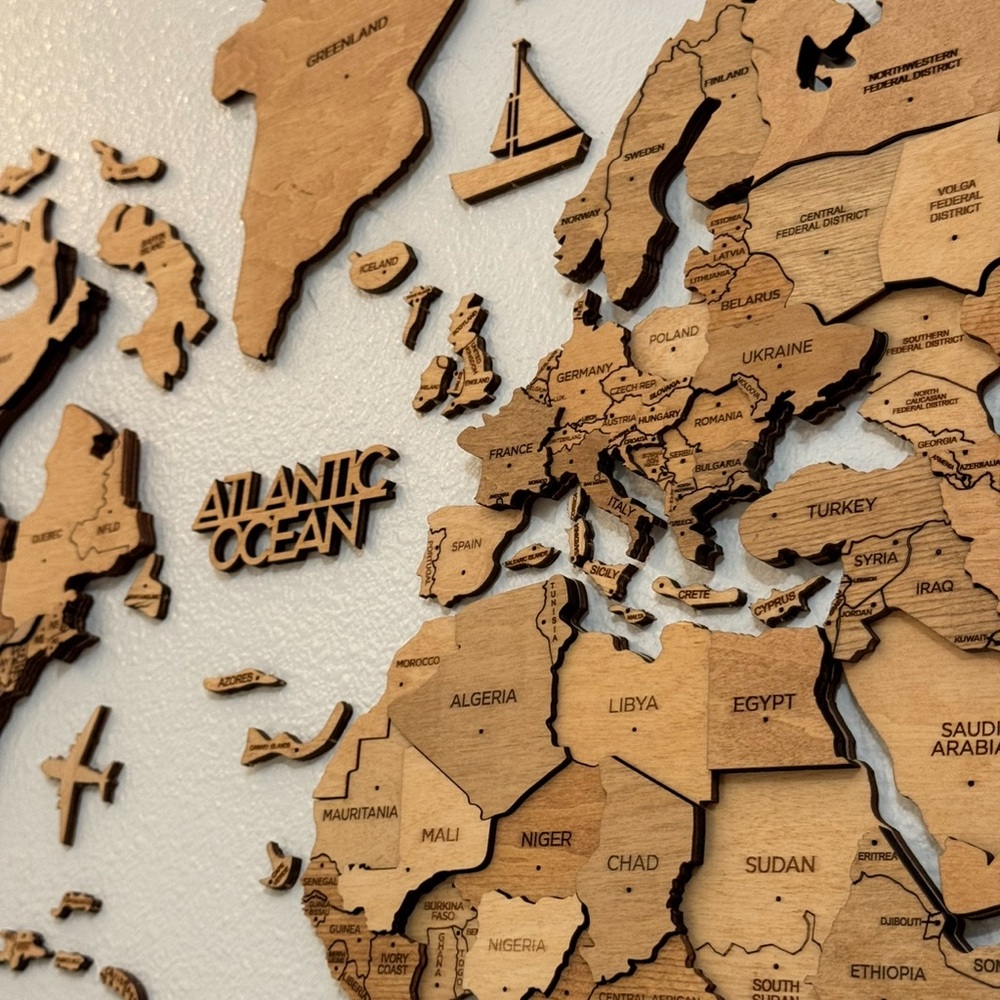Wooden World Map Wall Art